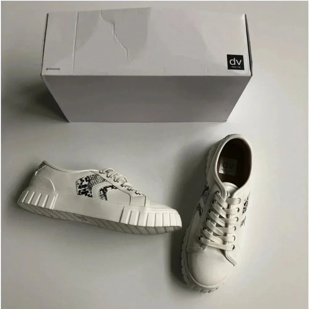 New DV By Dolce Vita Dwella Snake Embossed Low Top sneakers arrow lug platform